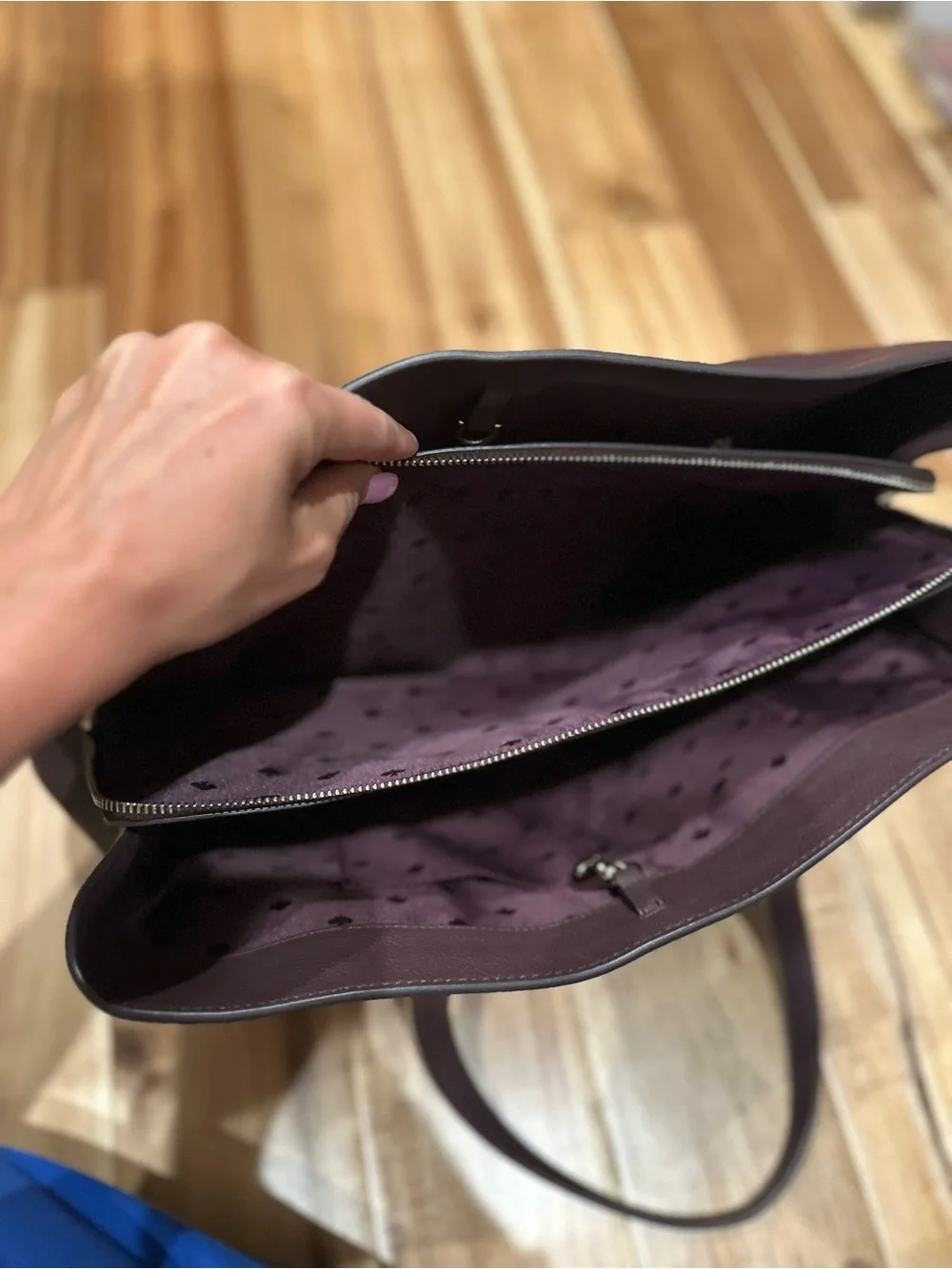 kate spade Leather Laptop Tote in Deep Plum